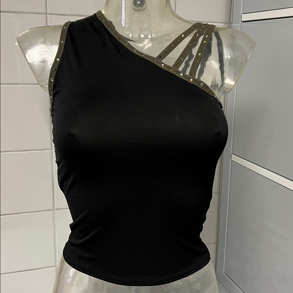 Asym/Strappy Rhinestone Pro Cheer Competition Dance Top XS
